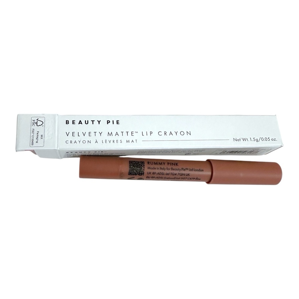 NIB Beauty Pie Velvet Matte Lip Crayon Rummy Pink Neutral Toned Light Brown Nude